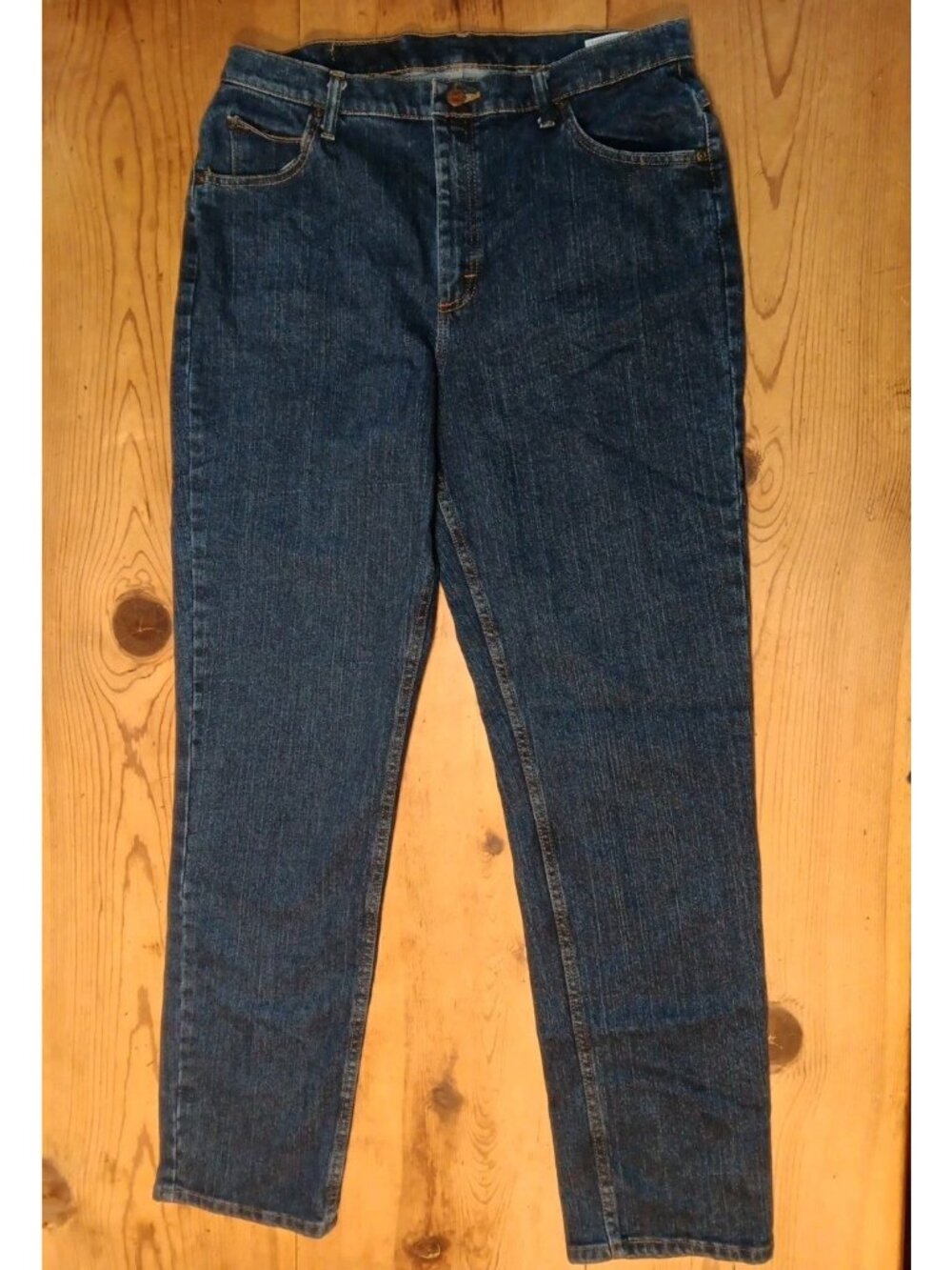 Vtg Lee Riders Straight Jeans Womens 16 M Stretch Dark Wash 35x32